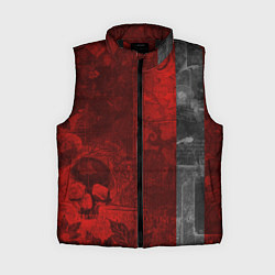 Женский жилет Багровый гранж с черепом, цвет: 3D-черный
