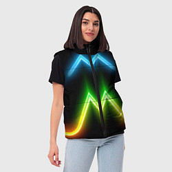 Женский жилет Neon multicolored lines, цвет: 3D-черный — фото 2