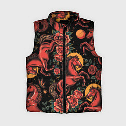 Женский жилет Красная лошадь с розами