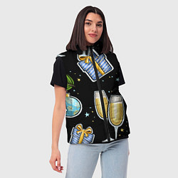 Женский жилет Новогодний вайб, цвет: 3D-черный — фото 2