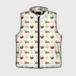 Женский жилет Зимний паттерн с оленем и чашками какао