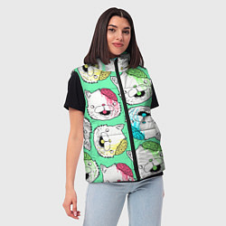 Женский жилет Drop Dead: Kitty Heads, цвет: 3D-светло-серый — фото 2