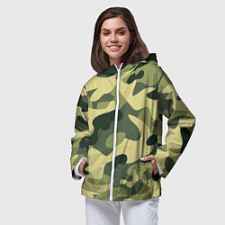 Ветровка с капюшоном женская Камуфляж: зеленый/хаки, цвет: 3D-белый — фото 2