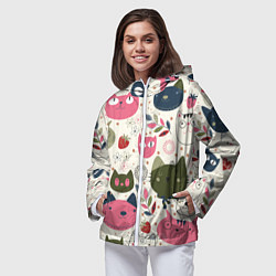 Ветровка с капюшоном женская Радостные котики, цвет: 3D-белый — фото 2