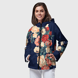 Ветровка с капюшоном женская Fashion flowers, цвет: 3D-черный — фото 2