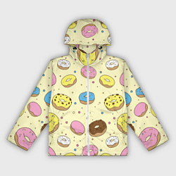 Ветровка с капюшоном женская Сладкие пончики, цвет: 3D-белый