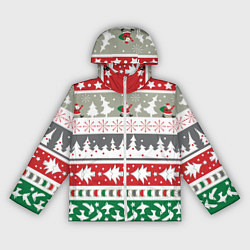 Ветровка с капюшоном женская Новогодний орнамент, цвет: 3D-белый