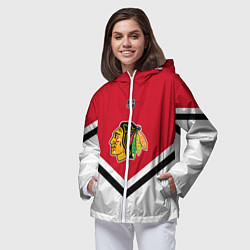 Ветровка с капюшоном женская NHL: Chicago Blackhawks, цвет: 3D-белый — фото 2