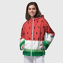 Ветровка с капюшоном женская Сочный арбуз, цвет: 3D-белый — фото 2