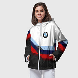 Ветровка с капюшоном женская BMW M SPORT, цвет: 3D-белый — фото 2