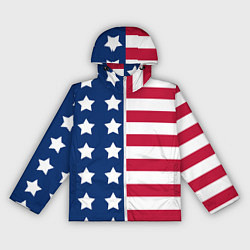 Ветровка с капюшоном женская USA Flag, цвет: 3D-белый