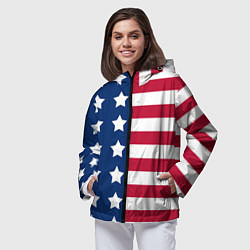 Ветровка с капюшоном женская USA Flag, цвет: 3D-черный — фото 2
