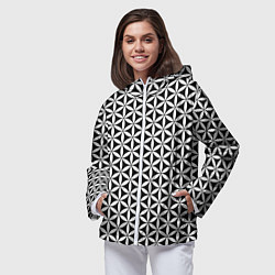 Ветровка с капюшоном женская Цветок Жизни, цвет: 3D-белый — фото 2