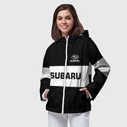 Ветровка с капюшоном женская Subaru: Black Sport, цвет: 3D-белый — фото 2