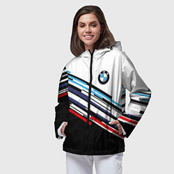 Ветровка с капюшоном женская BMW BRAND COLOR БМВ, цвет: 3D-черный — фото 2