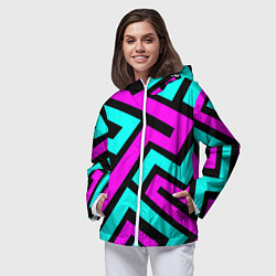 Ветровка с капюшоном женская Maze: Violet & Turquoise, цвет: 3D-белый — фото 2