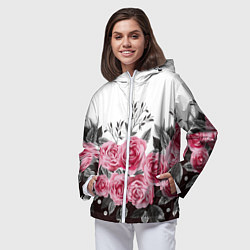 Ветровка с капюшоном женская Roses Trend, цвет: 3D-белый — фото 2
