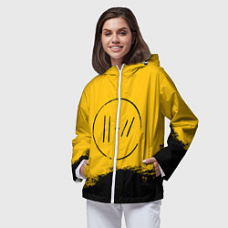 Ветровка с капюшоном женская 21 Pilots: Yellow Logo, цвет: 3D-белый — фото 2