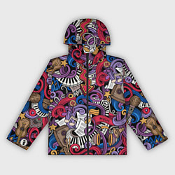 Ветровка с капюшоном женская Music collage, цвет: 3D-черный