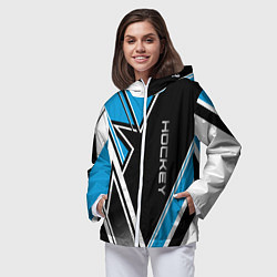 Ветровка с капюшоном женская Hockey black blue white, цвет: 3D-белый — фото 2