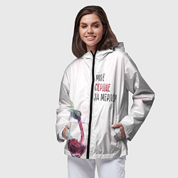 Ветровка с капюшоном женская Моё сердце замерло, цвет: 3D-черный — фото 2