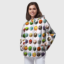 Ветровка с капюшоном женская Minecraft Cubes, цвет: 3D-белый — фото 2