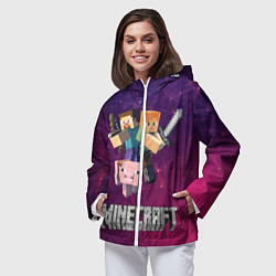 Ветровка с капюшоном женская MINECRAFT, цвет: 3D-белый — фото 2