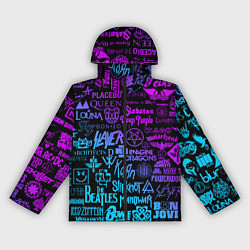 Ветровка с капюшоном женская ЛОГОТИПЫ РОК ГРУПП, цвет: 3D-черный