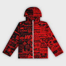 Ветровка с капюшоном женская ЛОГОТИПЫ РОК ГРУПП, цвет: 3D-белый