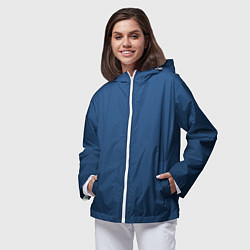 Ветровка с капюшоном женская 19-4052 Classic Blue, цвет: 3D-белый — фото 2