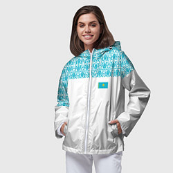 Ветровка с капюшоном женская Казахстан Форма, цвет: 3D-белый — фото 2