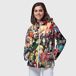 Ветровка с капюшоном женская Аниме коллаж, цвет: 3D-белый — фото 2