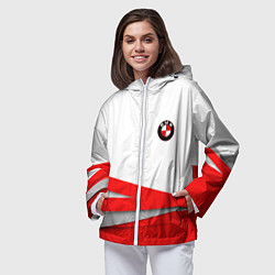 Ветровка с капюшоном женская BMW, цвет: 3D-белый — фото 2