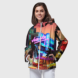 Ветровка с капюшоном женская GTA: VICE CITY, цвет: 3D-белый — фото 2