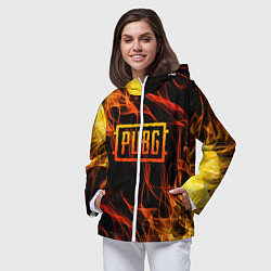 Ветровка с капюшоном женская PUBG, цвет: 3D-белый — фото 2