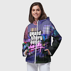 Ветровка с капюшоном женская Grand Theft Auto Vice City, цвет: 3D-белый — фото 2