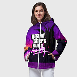 Ветровка с капюшоном женская GTA:VICE CITY, цвет: 3D-белый — фото 2
