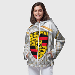 Ветровка с капюшоном женская PORSCHE, цвет: 3D-белый — фото 2