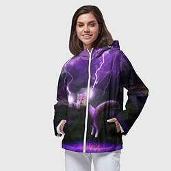 Ветровка с капюшоном женская Кот и Молнии, цвет: 3D-белый — фото 2