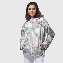 Ветровка с капюшоном женская Мрамор, цвет: 3D-белый — фото 2