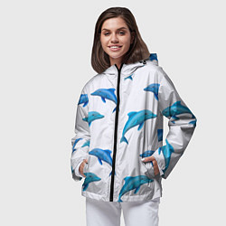 Ветровка с капюшоном женская Рай для дельфина, цвет: 3D-черный — фото 2