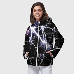 Ветровка с капюшоном женская Молния, цвет: 3D-белый — фото 2