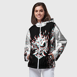 Ветровка с капюшоном женская CYBERPUNK 2077 SAMURAI GLITCH, цвет: 3D-белый — фото 2