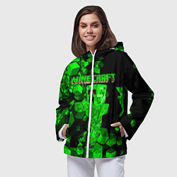 Ветровка с капюшоном женская Minecraft, цвет: 3D-белый — фото 2