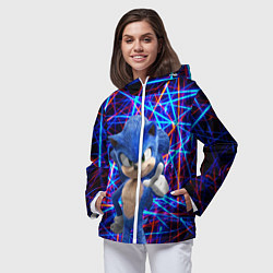 Ветровка с капюшоном женская Sonic, цвет: 3D-белый — фото 2