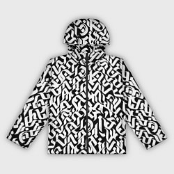 Ветровка с капюшоном женская Шрифт на чёрном, цвет: 3D-черный