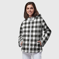 Ветровка с капюшоном женская Черно-белая клетка, цвет: 3D-белый — фото 2