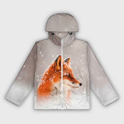 Ветровка с капюшоном женская Лиса и снег, цвет: 3D-белый