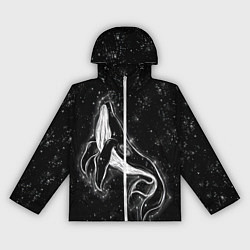 Ветровка с капюшоном женская Космический Кит, цвет: 3D-белый