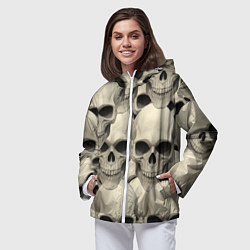 Ветровка с капюшоном женская Черепа 5 вариант, цвет: 3D-белый — фото 2